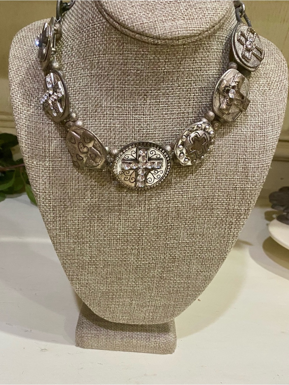 Pre-Loved Rhinestone Cross Charm Necklace